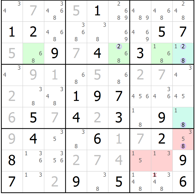 Position des candidats pour la solution de la Gr 71 page 74 du magazine de sudoku Suprême n° 024