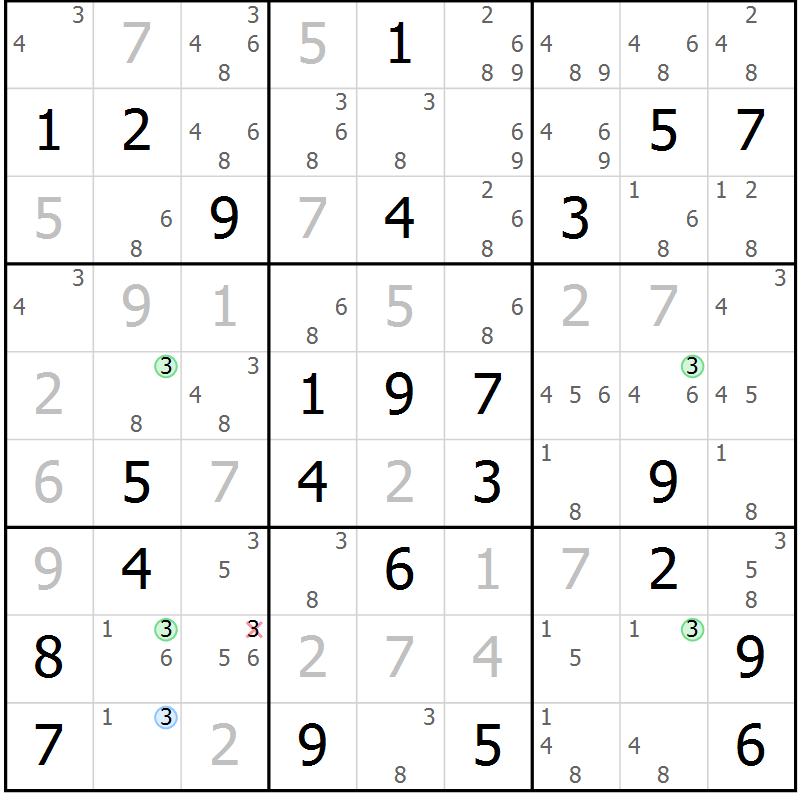 Position des candidats pour la solution de la Gr 71 page 74 du magazine de sudoku Suprême n° 024