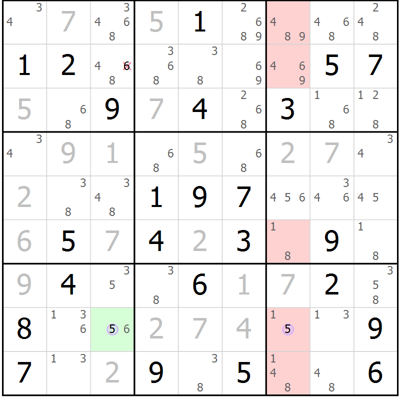 Position des candidats pour la solution de la Gr 71 page 74 du magazine de sudoku Suprême n° 024
