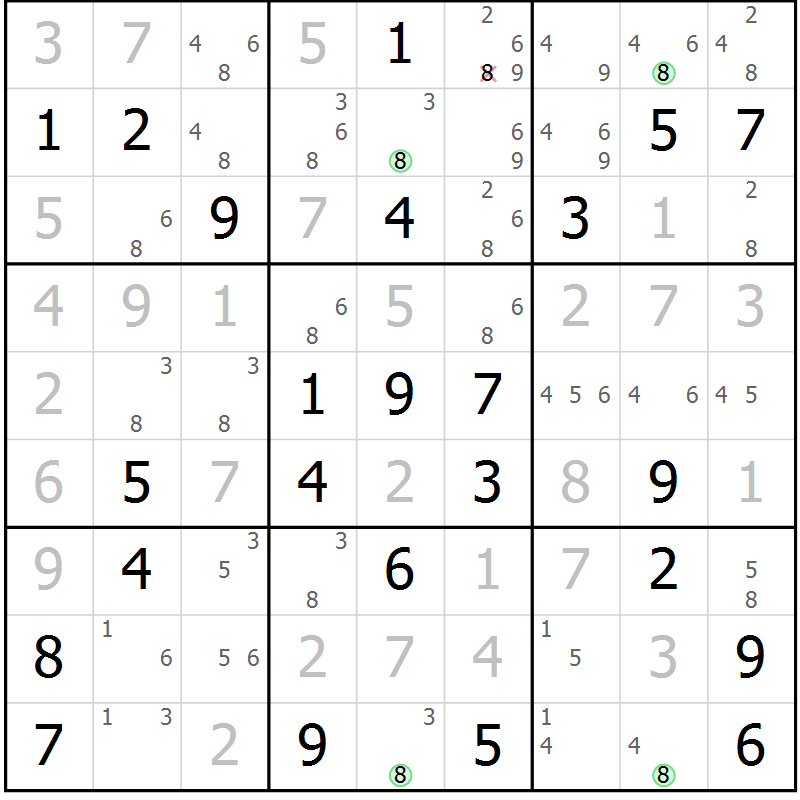 Position des candidats pour la solution de la Gr 71 page 74 du magazine de sudoku Suprême n° 024