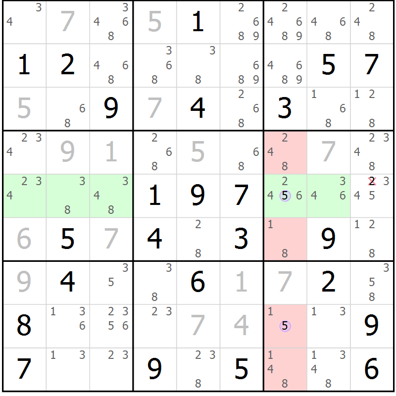 Position des candidats pour la solution de la Gr 71 page 74 du magazine de sudoku Suprême n° 024