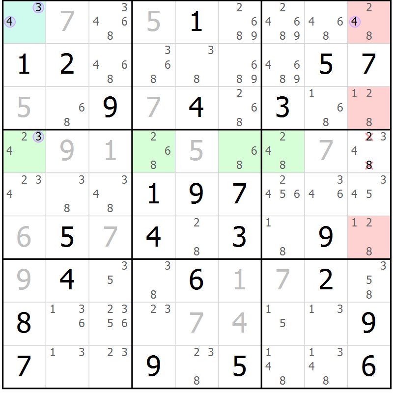 Position des candidats pour la solution de la Gr 71 page 74 du magazine de sudoku Suprême n° 024