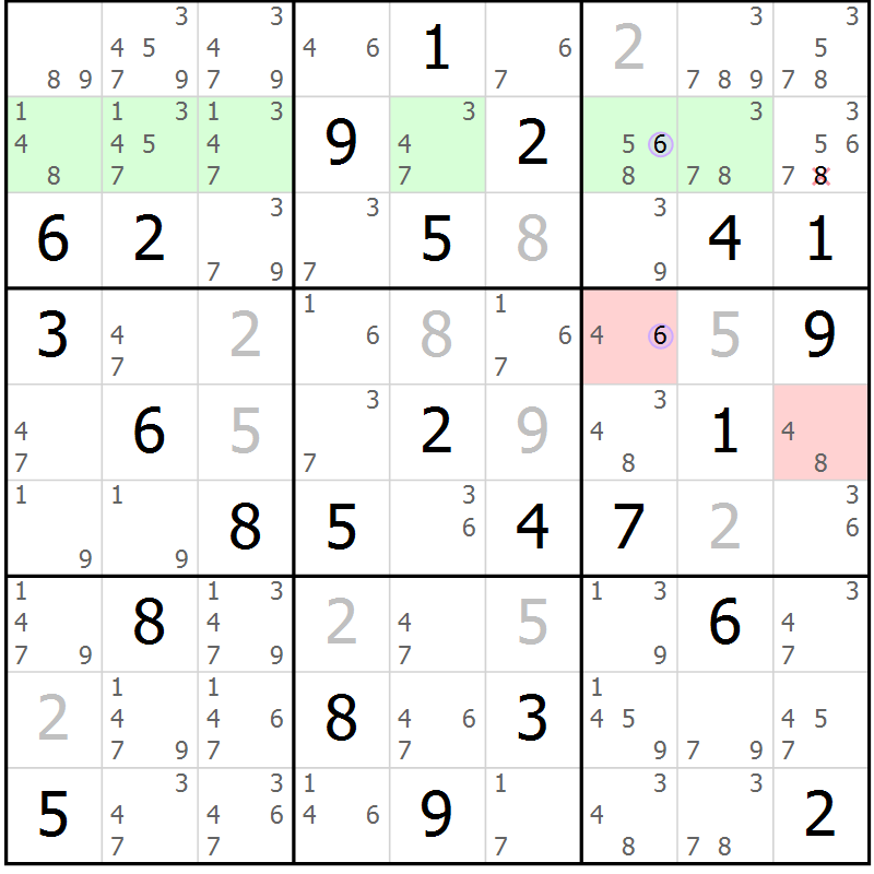 Position des candidats pour la solution de la Gr 73 page 76 du magazine de sudoku Suprême n° 024