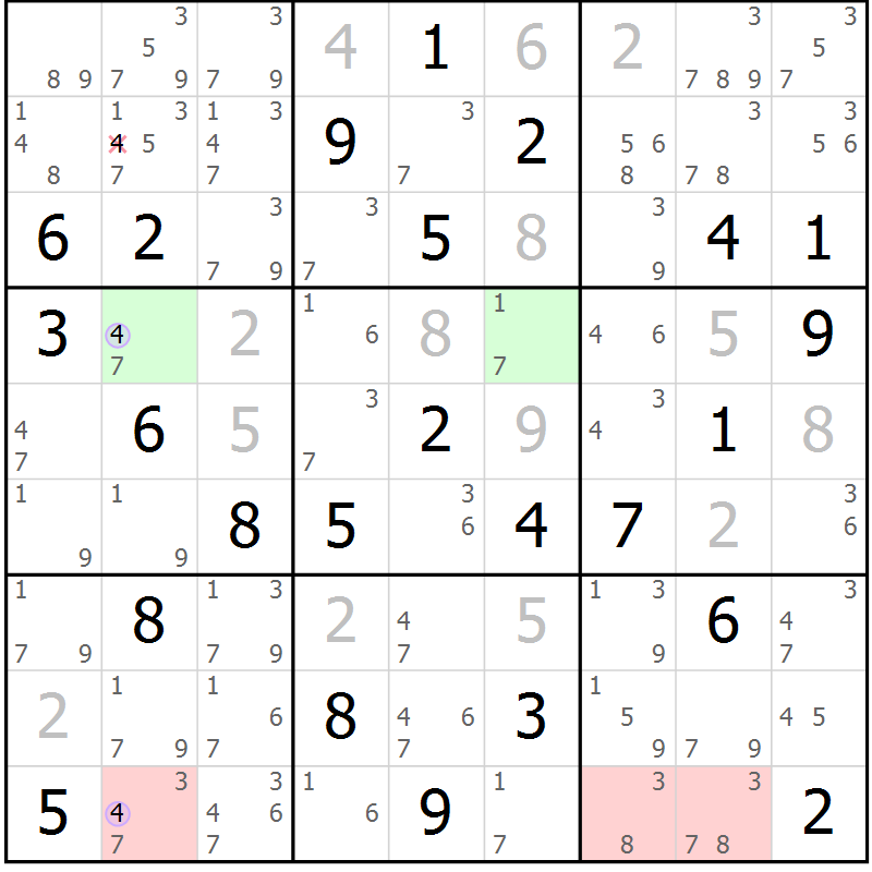 Position des candidats pour la solution de la Gr 73 page 76 du magazine de sudoku Suprême n° 024