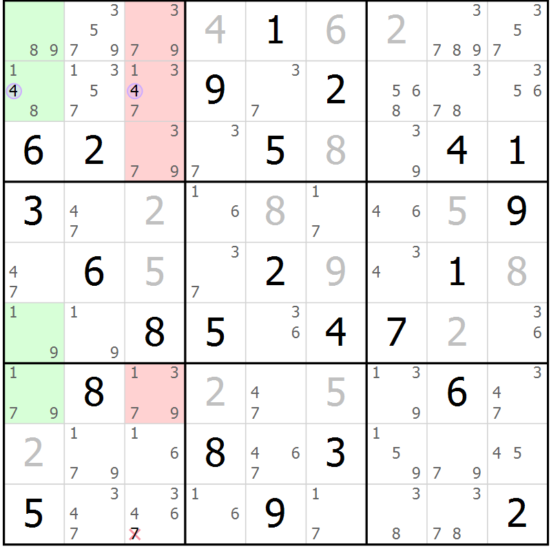Position des candidats pour la solution de la Gr 73 page 76 du magazine de sudoku Suprême n° 024