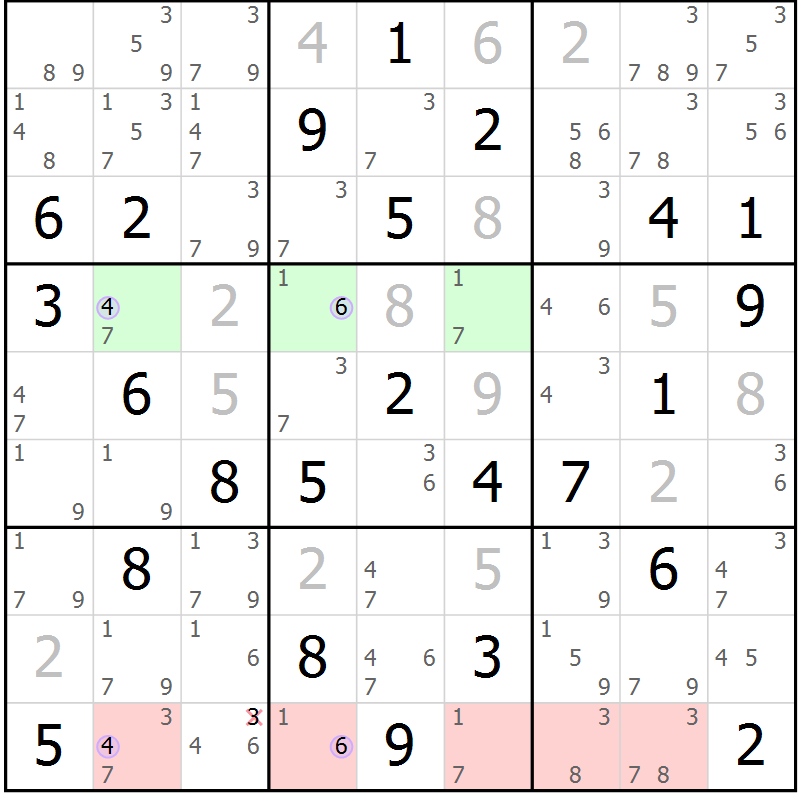 Position des candidats pour la solution de la Gr 73 page 76 du magazine de sudoku Suprême n° 024