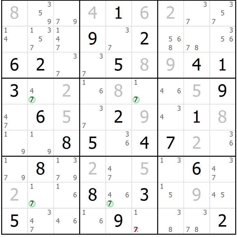 Position des candidats pour la solution de la Gr 73 page 76 du magazine de sudoku Suprême n° 024