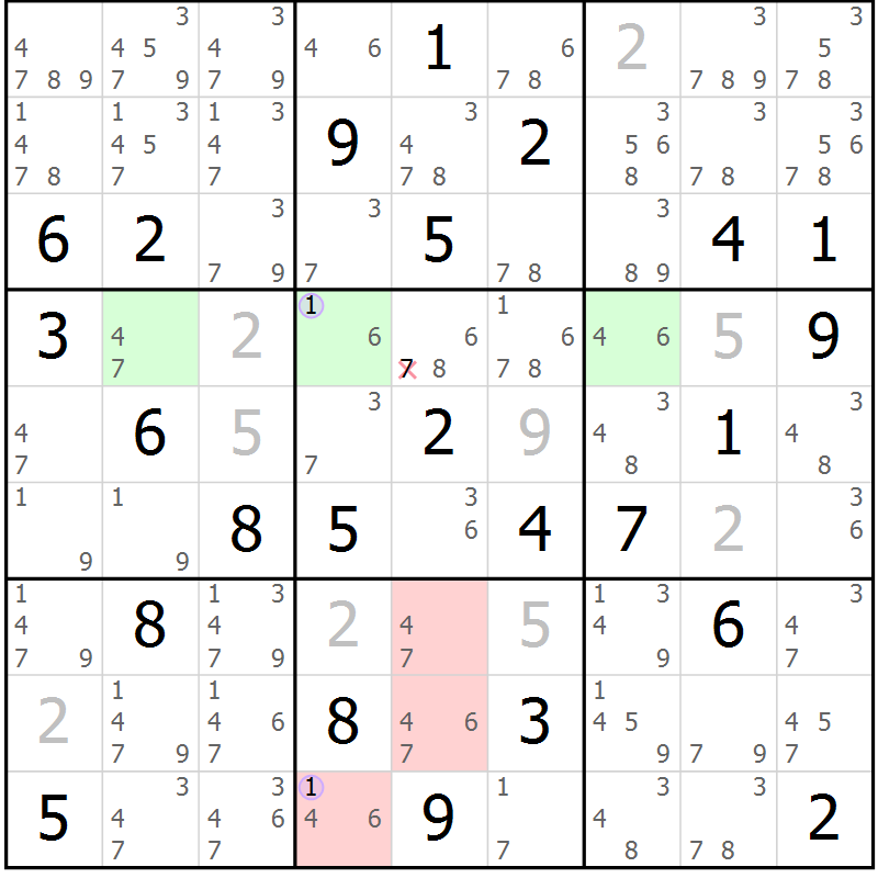 Position des candidats pour la solution de la Gr 73 page 76 du magazine de sudoku Suprême n° 024
