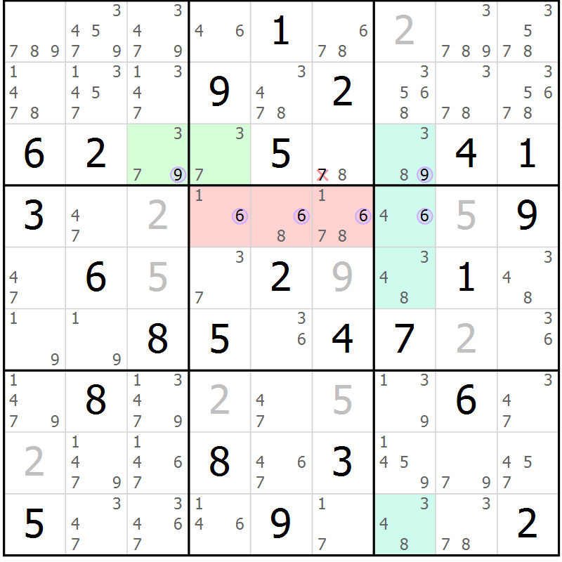 Position des candidats pour la solution de la Gr 73 page 76 du magazine de sudoku Suprême n° 024