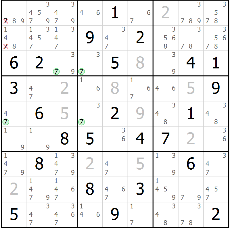 Position des candidats pour la solution de la Gr 73 page 76 du magazine de sudoku Suprême n° 024