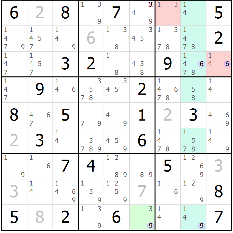Position des candidats pour la solution de la Gr 74 page 77 du magazine de sudoku Suprême n° 024