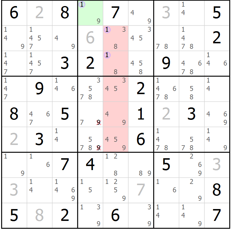Position des candidats pour la solution de la Gr 74 page 77 du magazine de sudoku Suprême n° 024