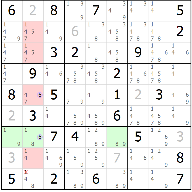 Position des candidats pour la solution de la Gr 74 page 77 du magazine de sudoku Suprême n° 024