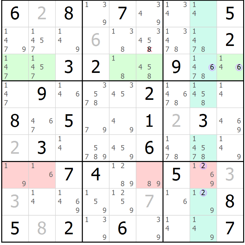Position des candidats pour la solution de la Gr 74 page 77 du magazine de sudoku Suprême n° 024