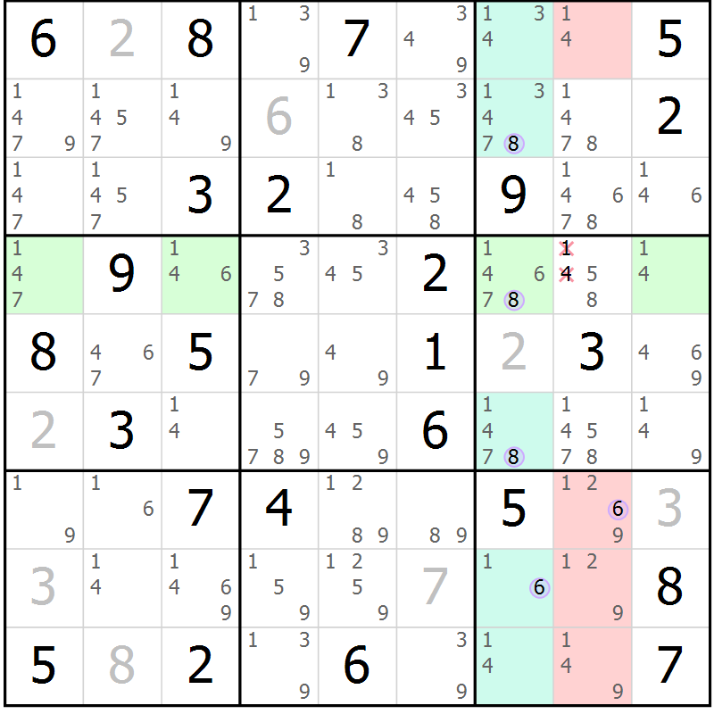 Position des candidats pour la solution de la Gr 74 page 77 du magazine de sudoku Suprême n° 024