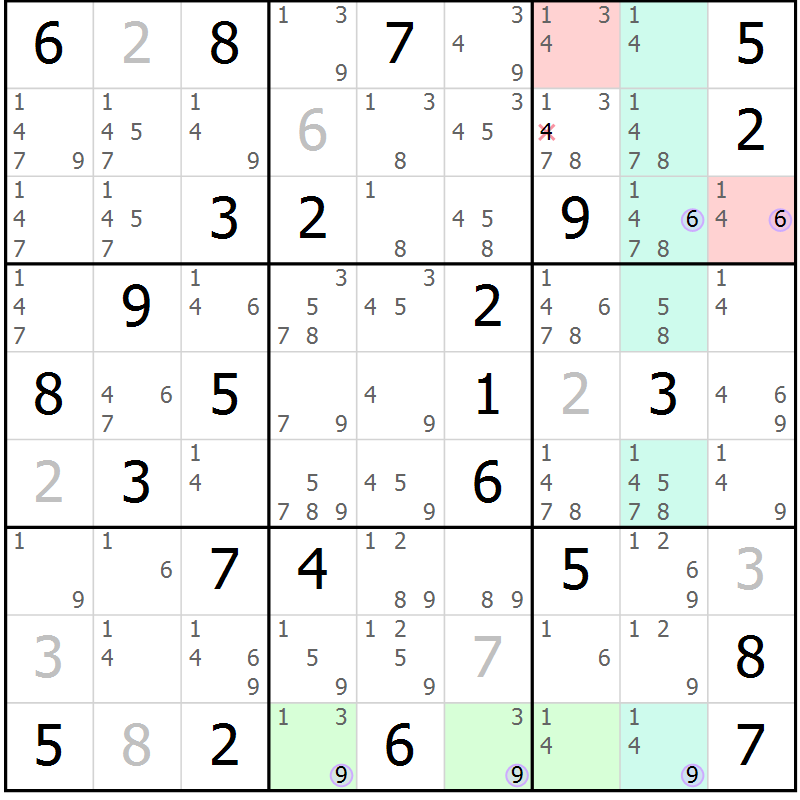 Position des candidats pour la solution de la Gr 74 page 77 du magazine de sudoku Suprême n° 024