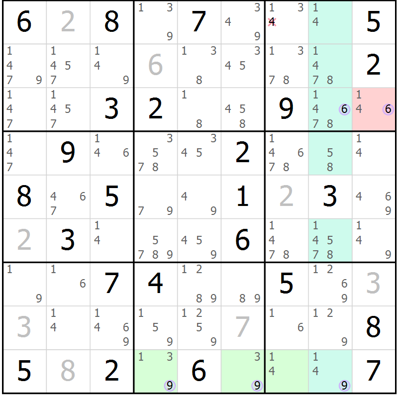 Position des candidats pour la solution de la Gr 74 page 77 du magazine de sudoku Suprême n° 024