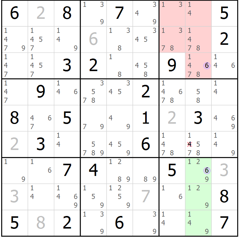 Position des candidats pour la solution de la Gr 74 page 77 du magazine de sudoku Suprême n° 024