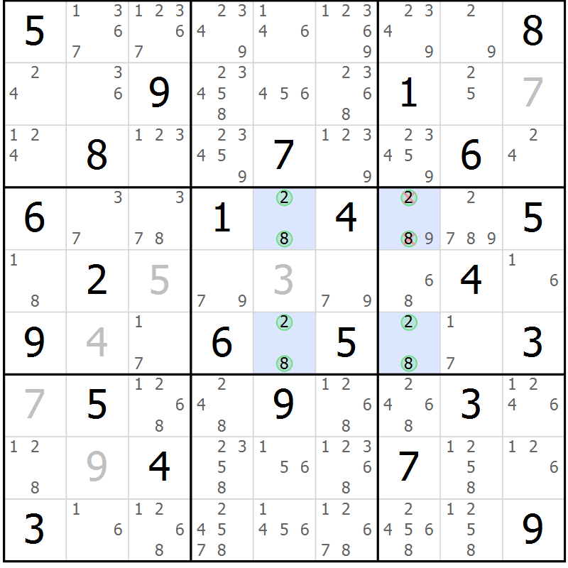Position des candidats pour la solution de la Gr 76 page 79 du magazine de sudoku Suprême n° 024