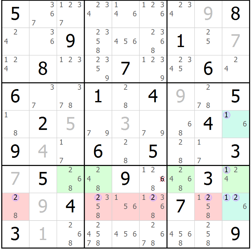 Position des candidats pour la solution de la Gr 76 page 79 du magazine de sudoku Suprême n° 024