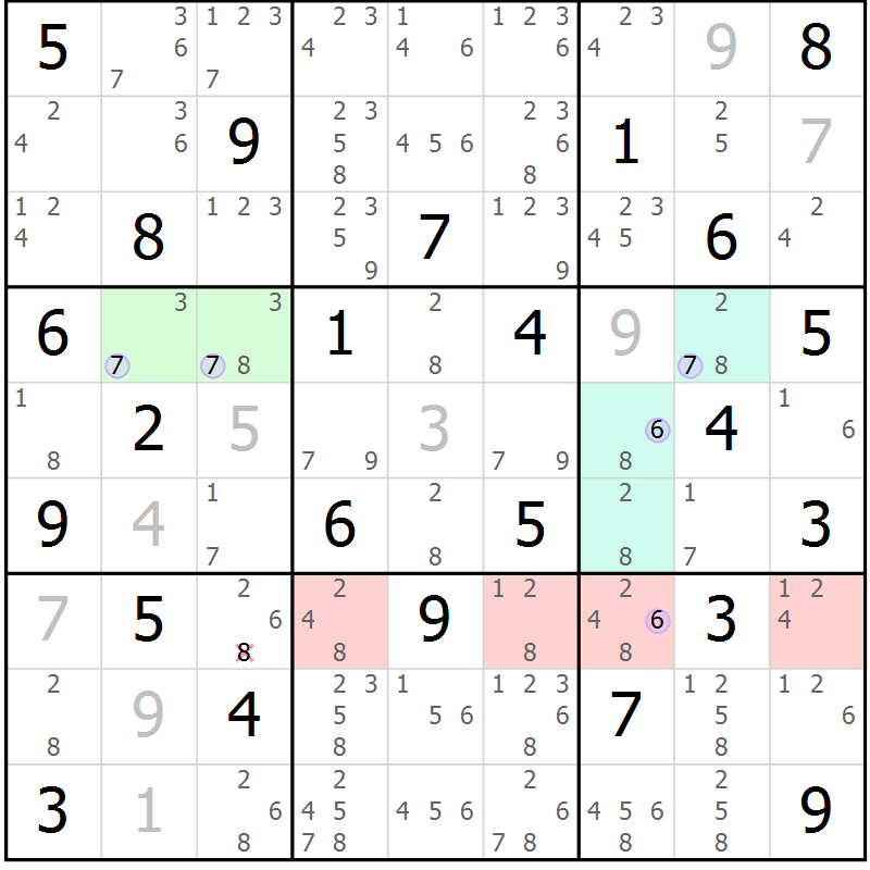 Position des candidats pour la solution de la Gr 76 page 79 du magazine de sudoku Suprême n° 024