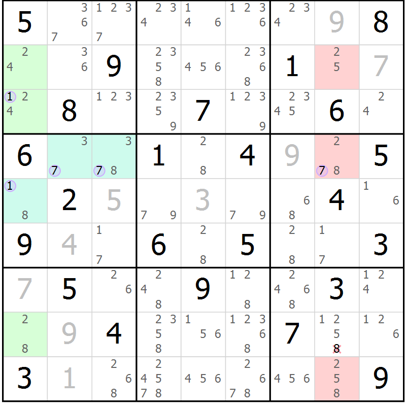Position des candidats pour la solution de la Gr 76 page 79 du magazine de sudoku Suprême n° 024