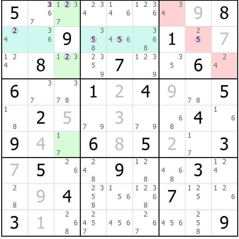 Position des candidats pour la solution de la Gr 76 page 79 du magazine de sudoku Suprême n° 024