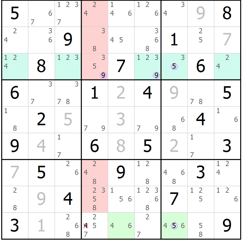 Position des candidats pour la solution de la Gr 76 page 79 du magazine de sudoku Suprême n° 024