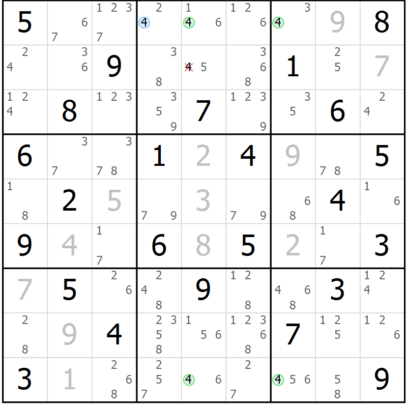 Position des candidats pour la solution de la Gr 76 page 79 du magazine de sudoku Suprême n° 024