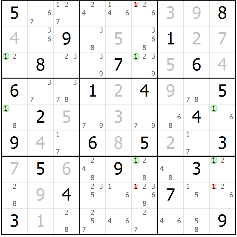 Position des candidats pour la solution de la Gr 76 page 79 du magazine de sudoku Suprême n° 024