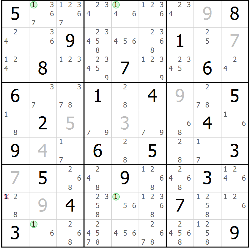 Position des candidats pour la solution de la Gr 76 page 79 du magazine de sudoku Suprême n° 024
