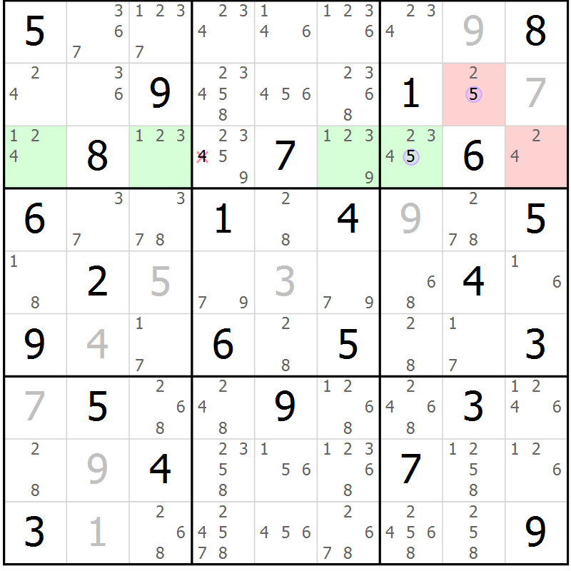 Position des candidats pour la solution de la Gr 76 page 79 du magazine de sudoku Suprême n° 024