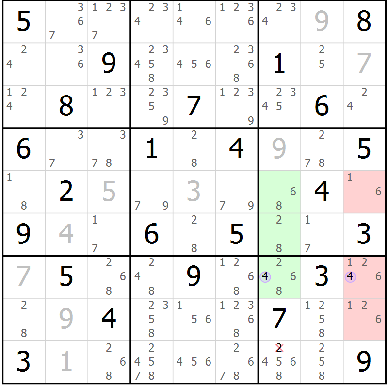Position des candidats pour la solution de la Gr 76 page 79 du magazine de sudoku Suprême n° 024