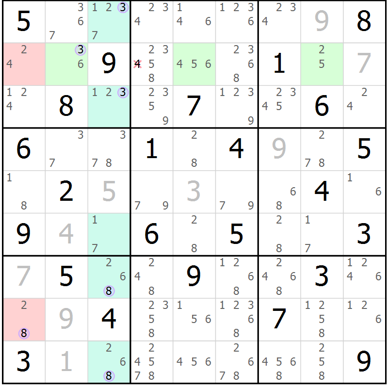 Position des candidats pour la solution de la Gr 76 page 79 du magazine de sudoku Suprême n° 024