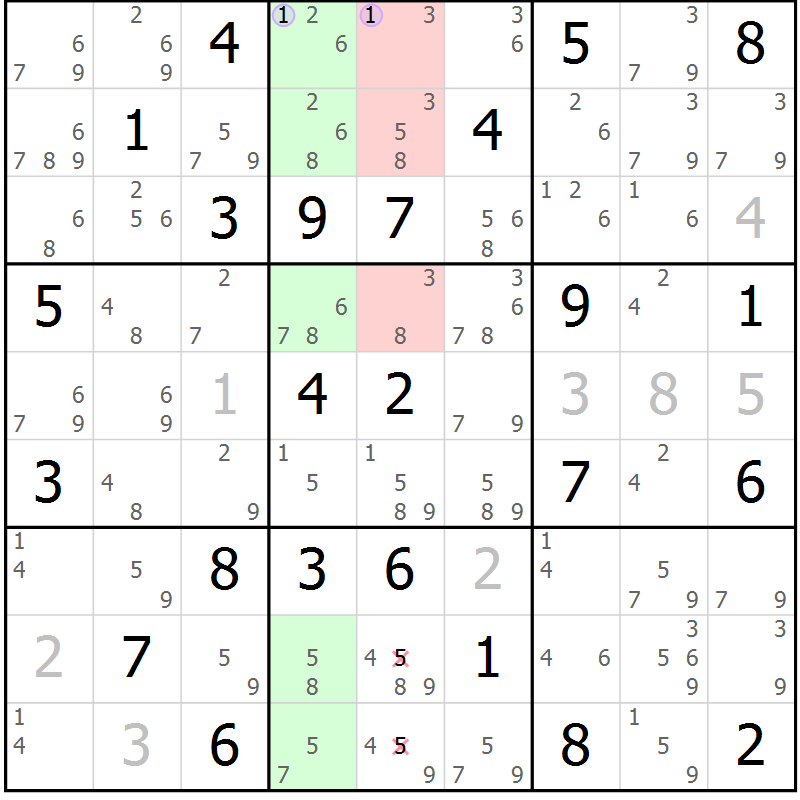Position des candidats pour la solution de la Gr 77 page 80 du magazine de sudoku Suprême n° 024