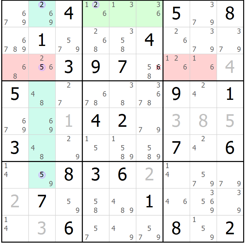 Position des candidats pour la solution de la Gr 77 page 80 du magazine de sudoku Suprême n° 024