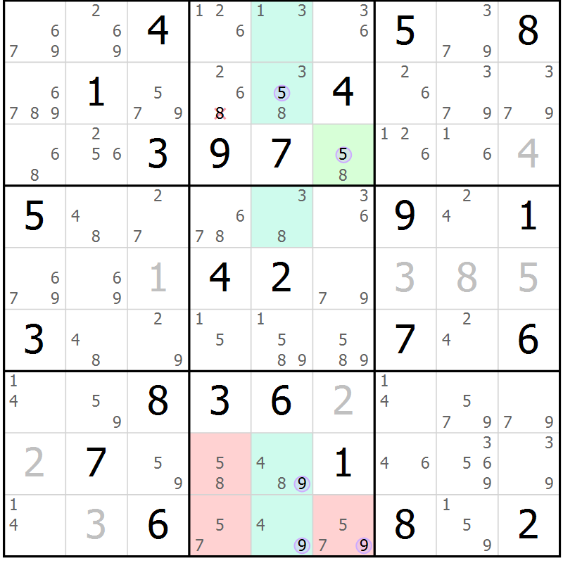 Position des candidats pour la solution de la Gr 77 page 80 du magazine de sudoku Suprême n° 024