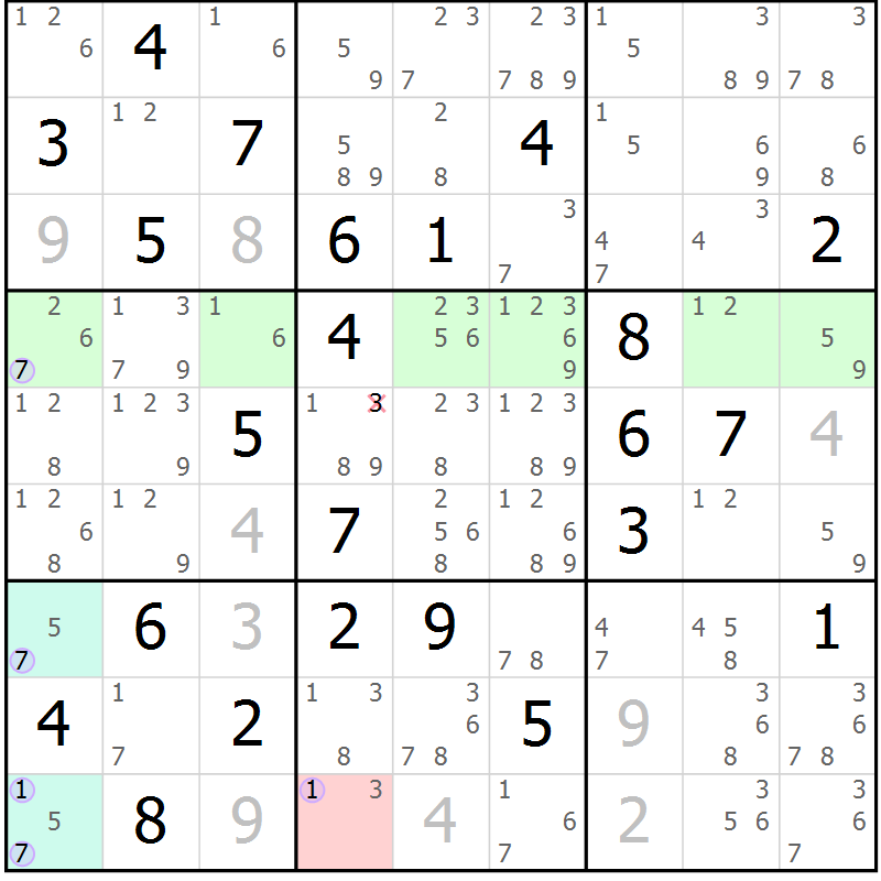 Position des candidats pour la solution de la Gr 78 page 81 du magazine de sudoku Suprême n° 024