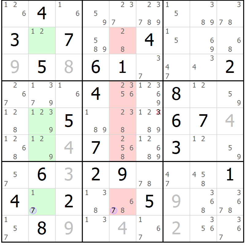 Position des candidats pour la solution de la Gr 78 page 81 du magazine de sudoku Suprême n° 024