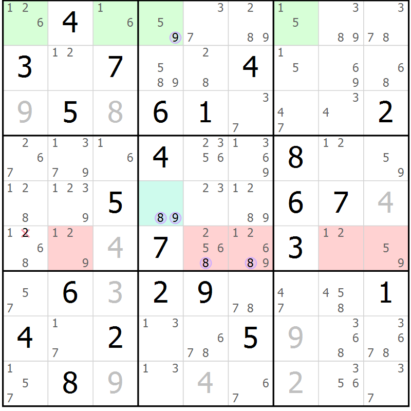 Position des candidats pour la solution de la Gr 78 page 81 du magazine de sudoku Suprême n° 024