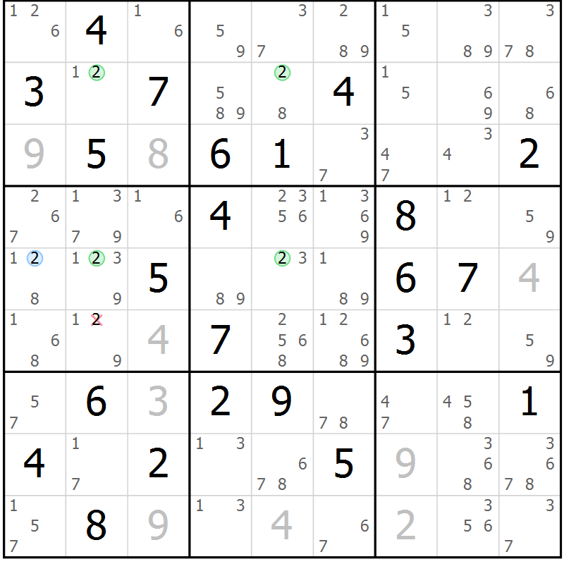 Position des candidats pour la solution de la Gr 78 page 81 du magazine de sudoku Suprême n° 024