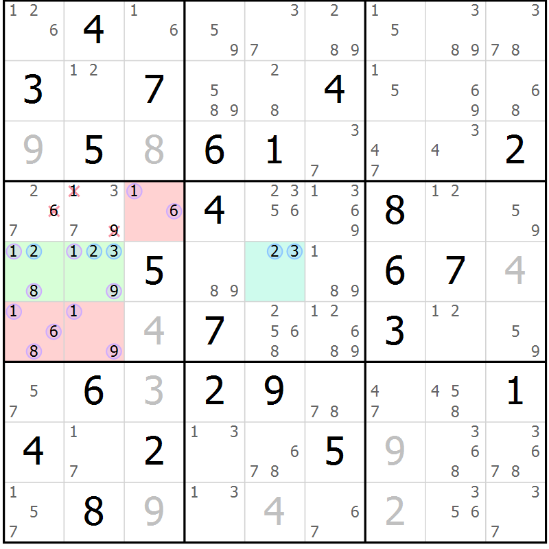 Position des candidats pour la solution de la Gr 78 page 81 du magazine de sudoku Suprême n° 024
