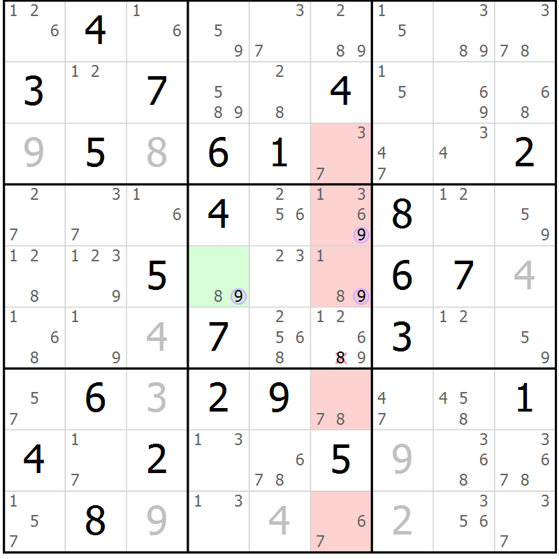 Position des candidats pour la solution de la Gr 78 page 81 du magazine de sudoku Suprême n° 024
