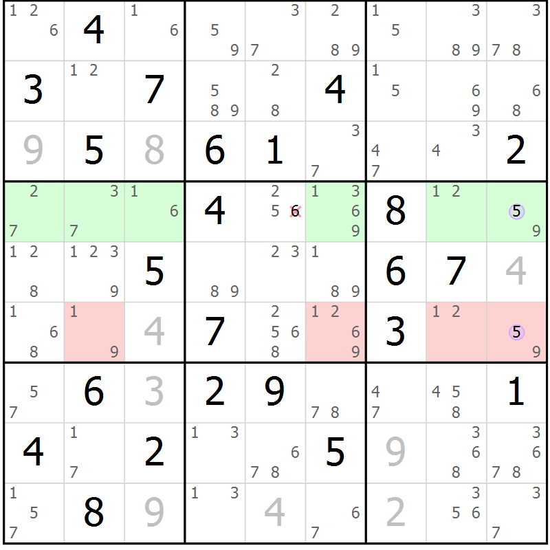 Position des candidats pour la solution de la Gr 78 page 81 du magazine de sudoku Suprême n° 024