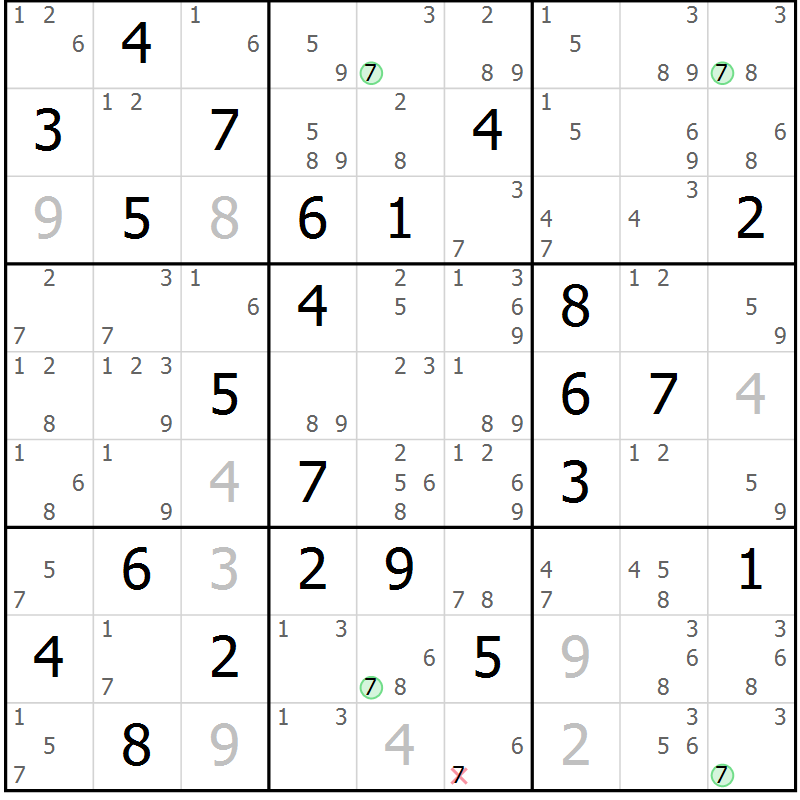 Position des candidats pour la solution de la Gr 78 page 81 du magazine de sudoku Suprême n° 024