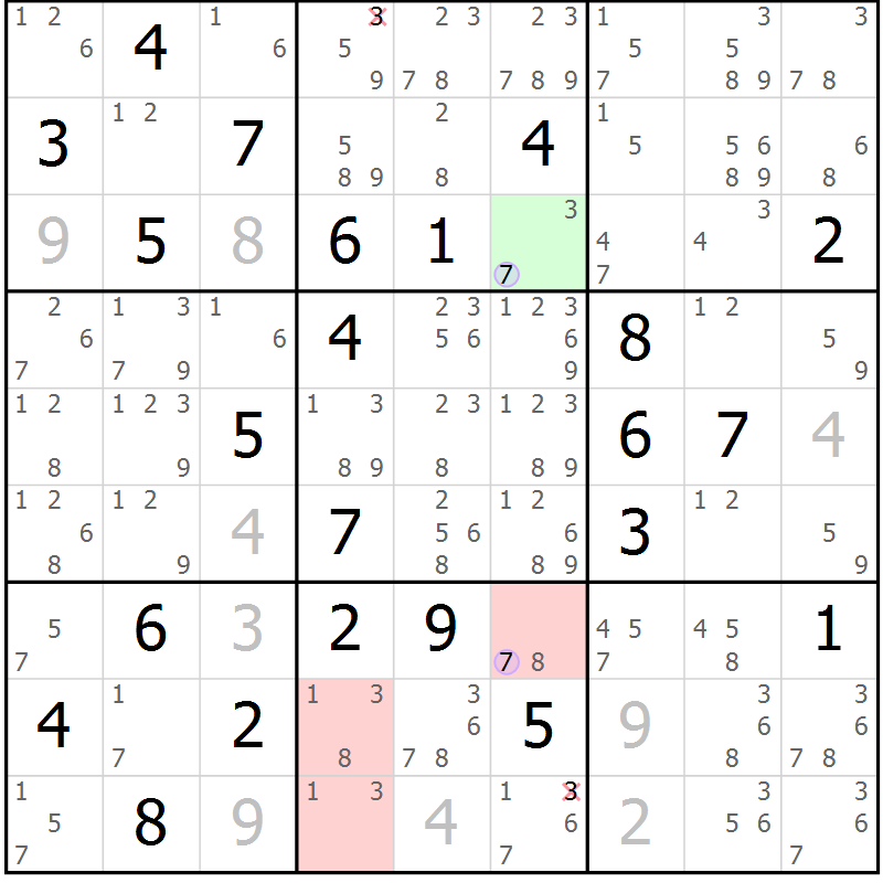 Position des candidats pour la solution de la Gr 78 page 81 du magazine de sudoku Suprême n° 024