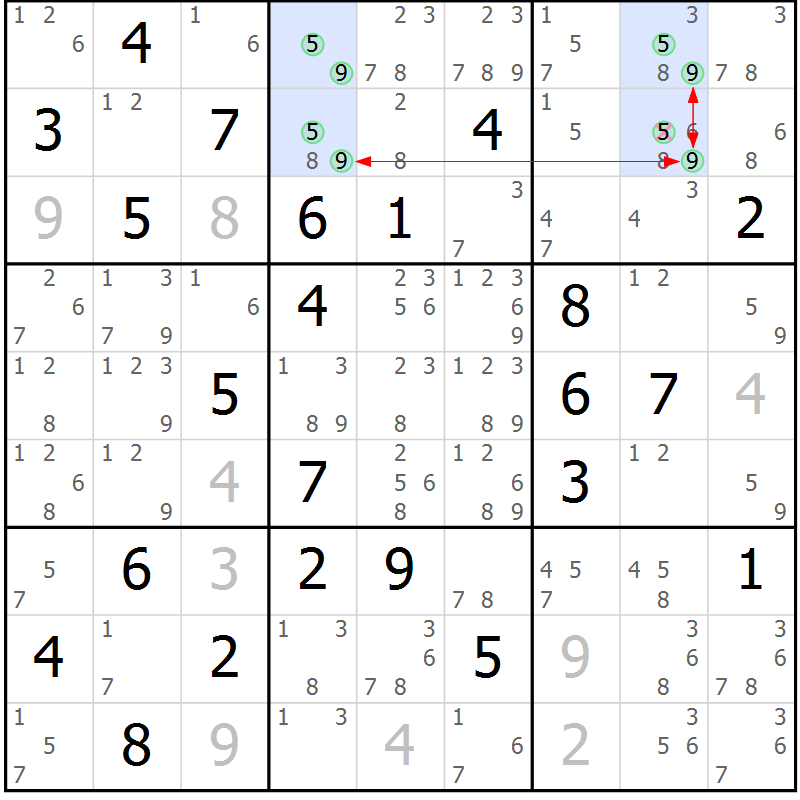 Position des candidats pour la solution de la Gr 78 page 81 du magazine de sudoku Suprême n° 024