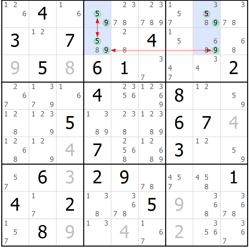 Position des candidats pour la solution de la Gr 78 page 81 du magazine de sudoku Suprême n° 024