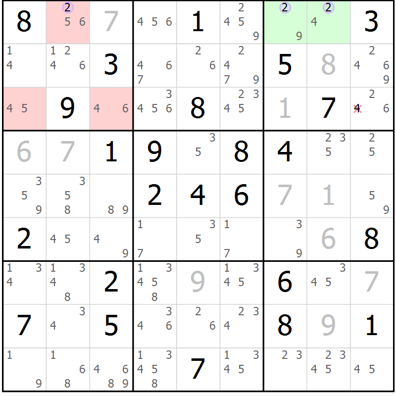 Position des candidats pour la solution de la Gr 79 page 82 du magazine de sudoku Suprême n° 024