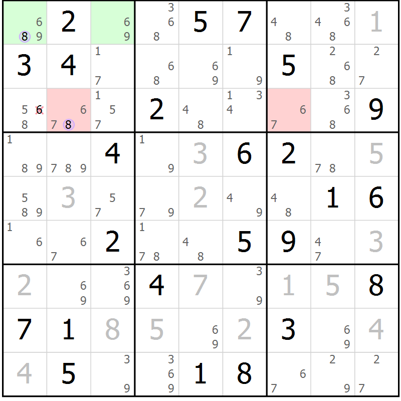 Position des candidats pour la solution de la Gr 80 page 83 du magazine de sudoku Suprême n° 024
